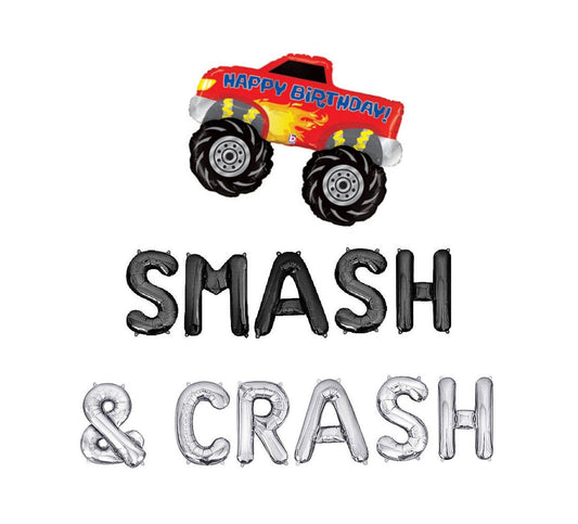 Smash & Crash Monster Truck Letter Balloon Kit