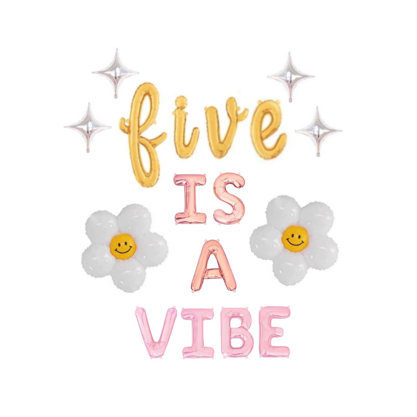 Five Is A Vibe Groovy Birthday Letter Balloon Kit