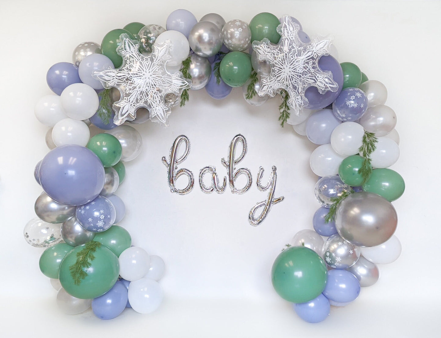 Sage / Blue Accents Snowflake Christmas Balloon Garland Kit