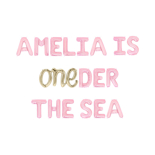 Custom Name Is OneDer The Sea Baby Pink Letter Balloon Kit