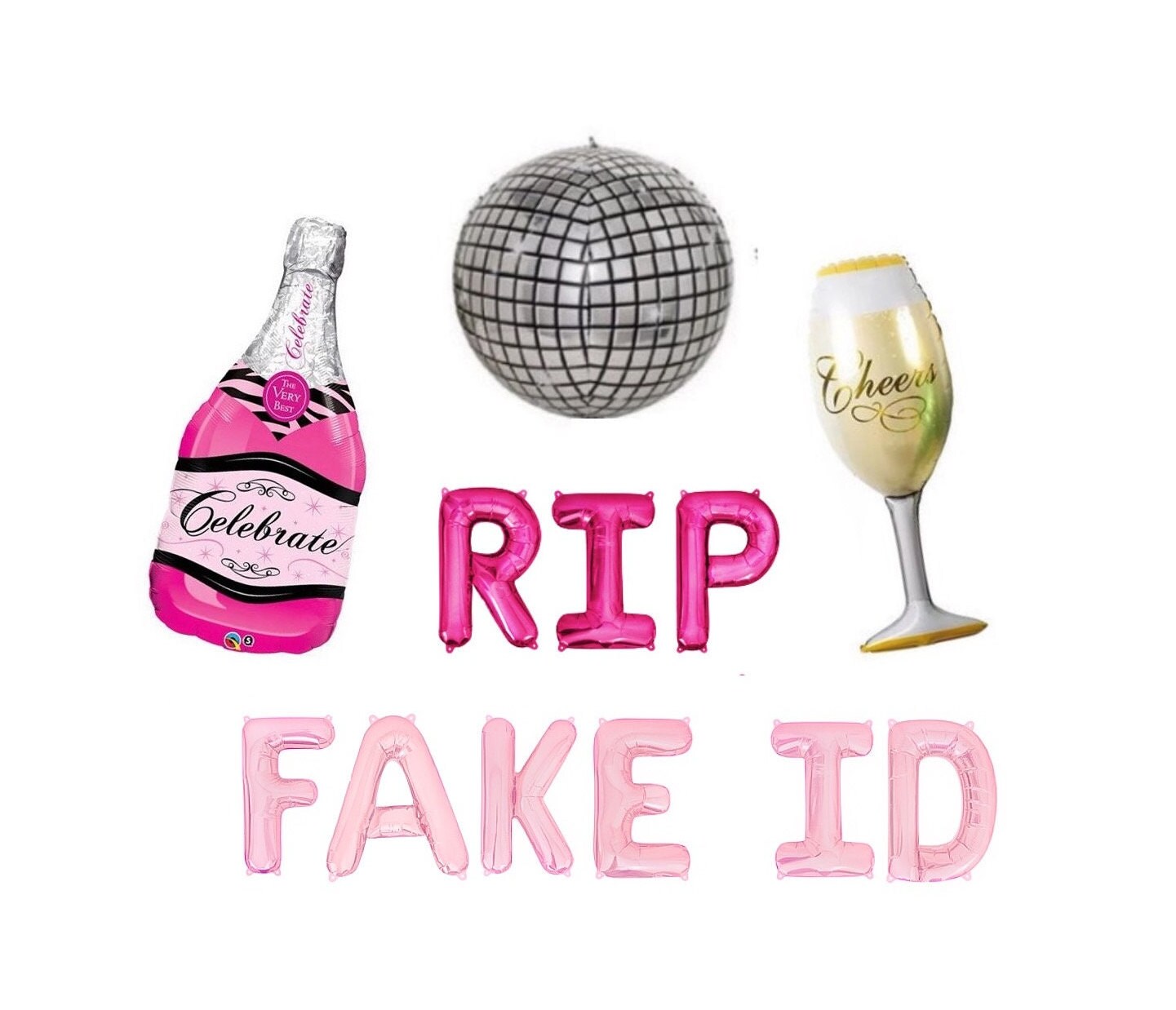 RIP Fake ID 21st Birthday Letter Balloon Kit