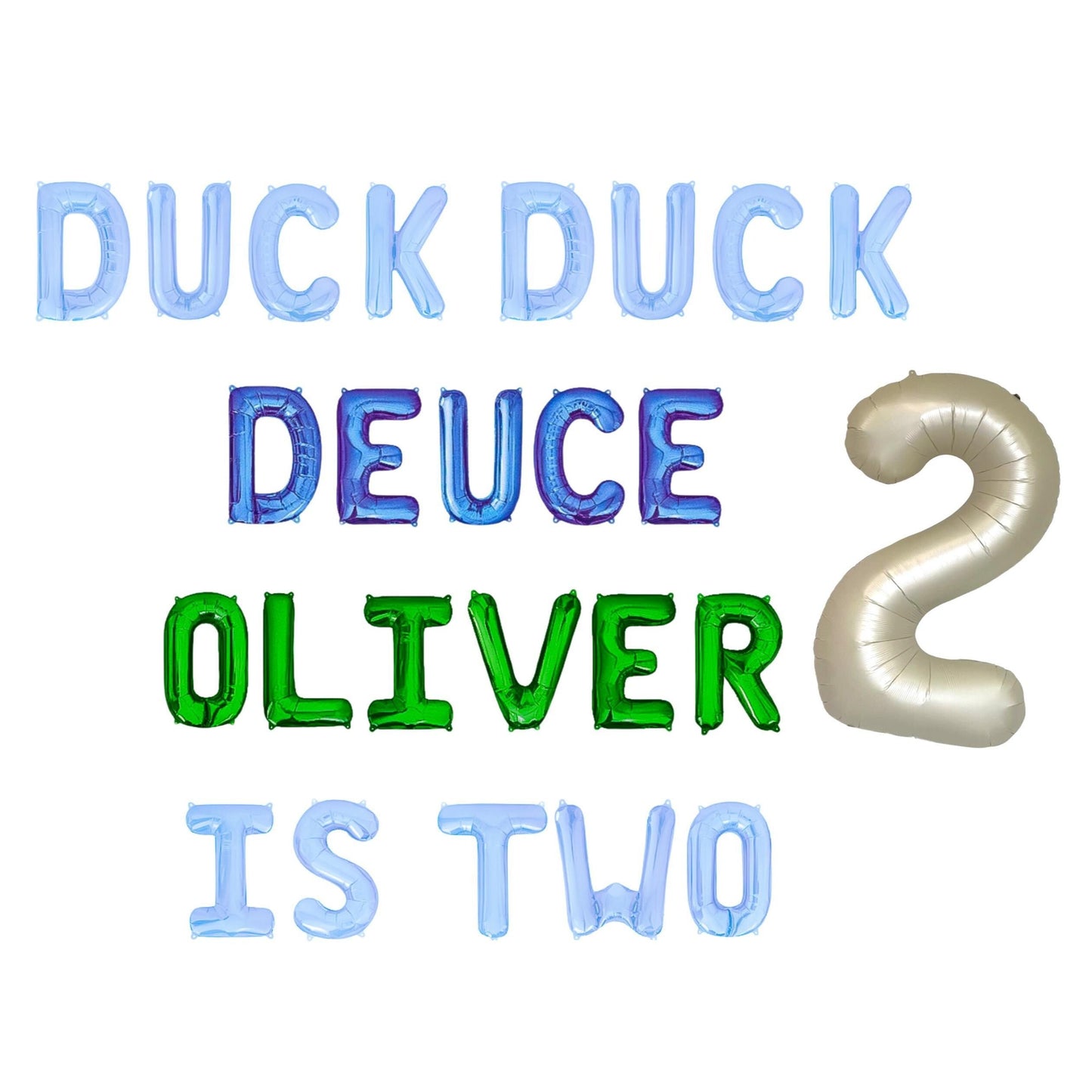 Duck Duck Deuce Custom Name Is Two Letter Balloon Kit