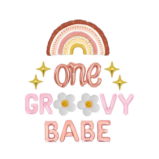 Boho One Groovy Babe 1st Birthday Letter Balloon Kit