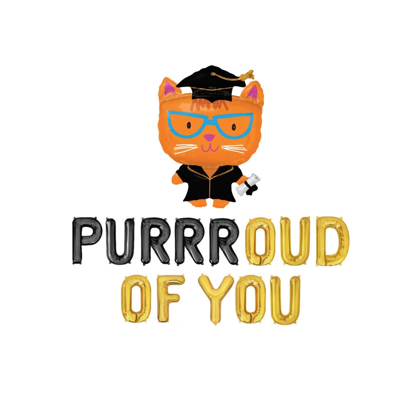 Purrroud Of You Cat Graduation Letter Balloon Kit