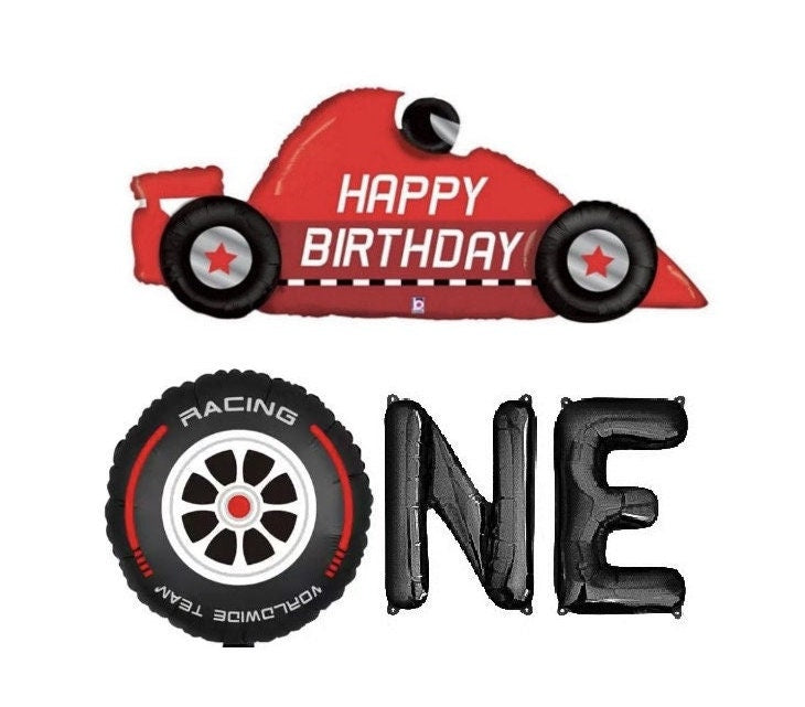 One Race Car 1st Birthday Letter Balloon Kit