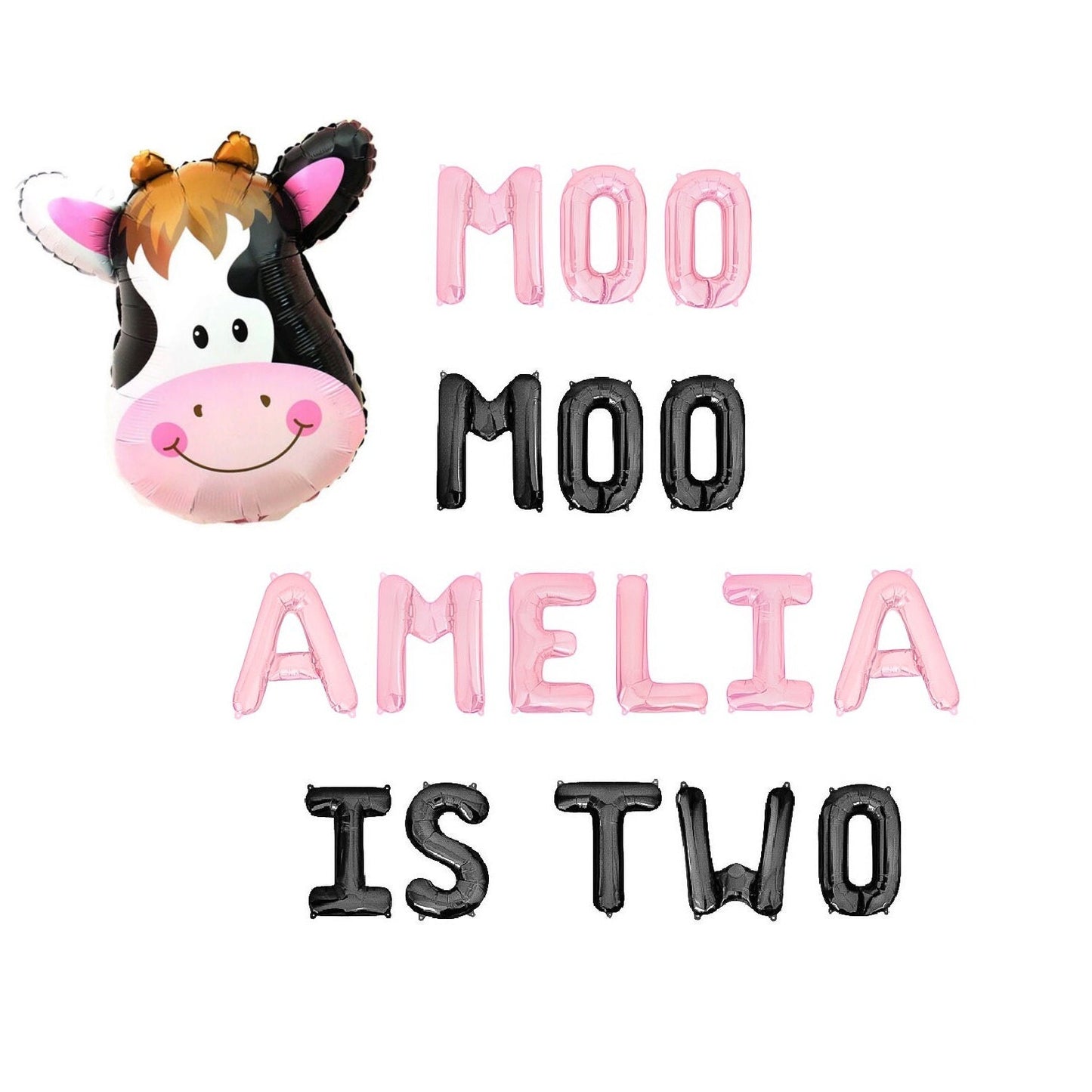 Moo Moo Custom Name Is Two Letter Balloon Kit