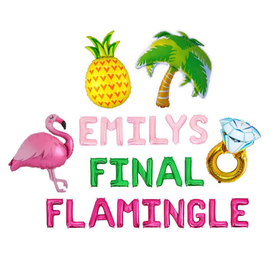 Custom Names Final Flamingle (BabyPink+Green+HotPink) Letter Balloon Kit