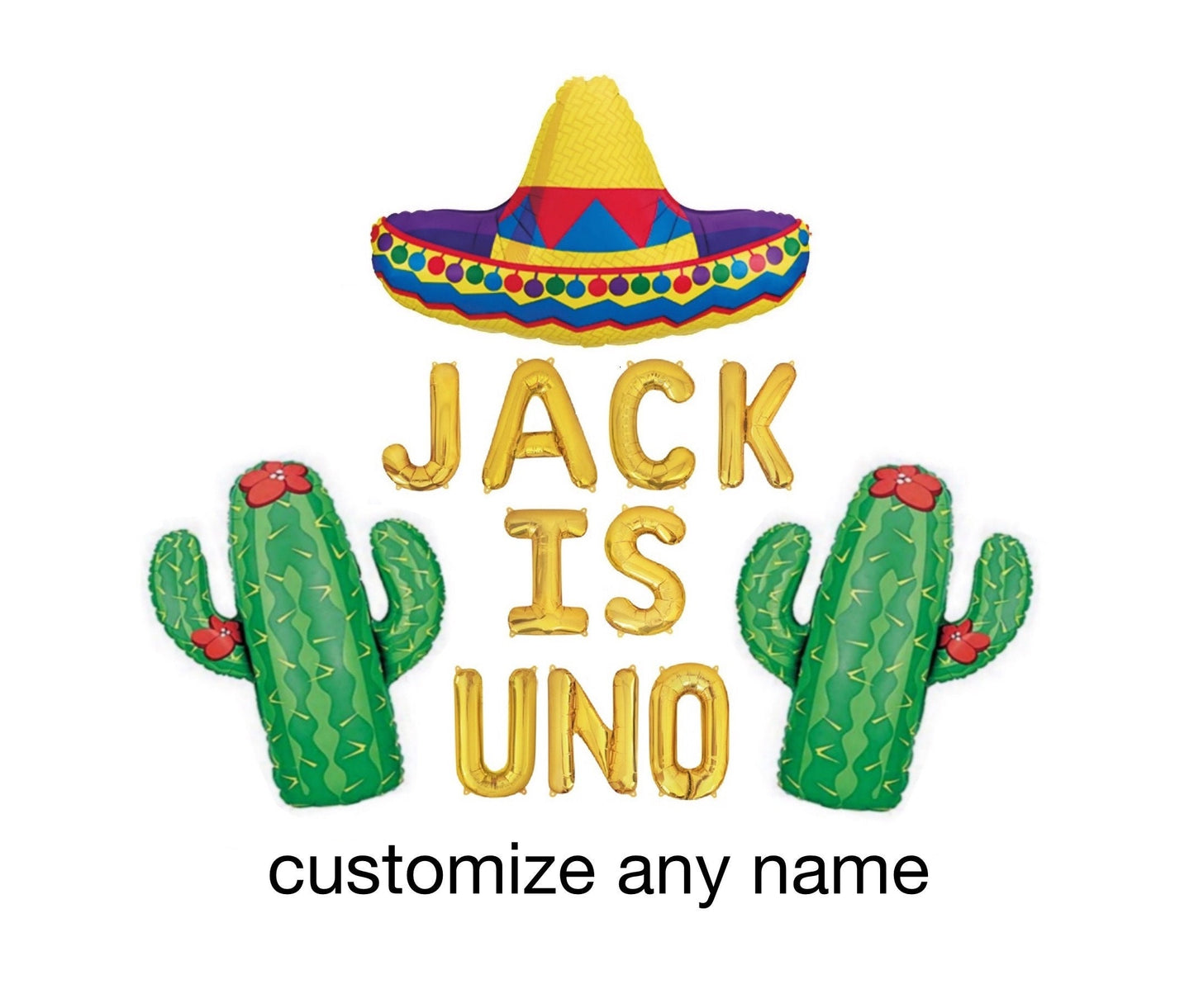 Custom Name Is Uno Fiesta Letter Balloon Kit