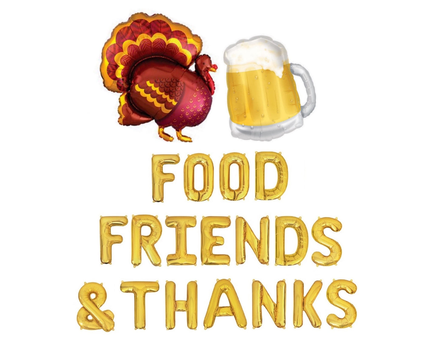 Food Friends & Thanks Thanksgiving Letter Balloon Kit