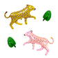 Gold and Pink Cheetahs and Leaves Balloon Set