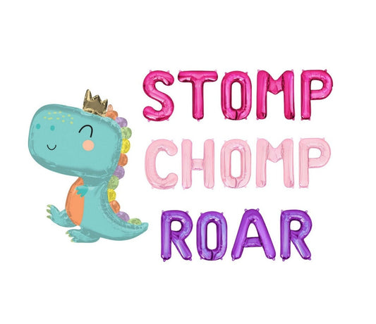 Stomp Chomp Roar  Dino Themed Letter Balloon Kit