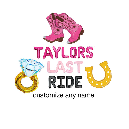 Custom Names Last Ride Western Bachelorette Letter Balloon Kit