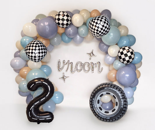 Pastel Blues Vroom Race Car Balloon Garland Kit