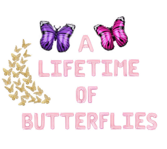 A Lifetime of Butterflies Baby Pink Letter Balloon Kit