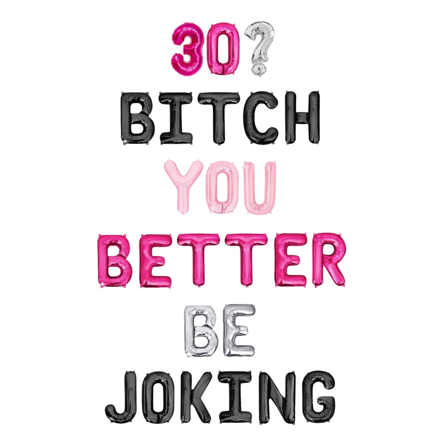 30? Bitch You Better Be Joking Letter Balloon Kit