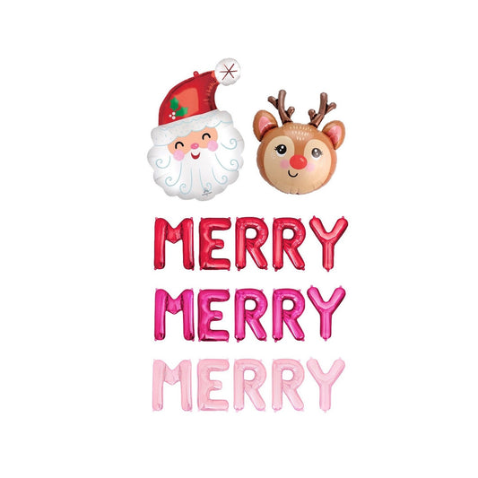 Merry Merry Merry Christmas Themed Letter Balloon Kit