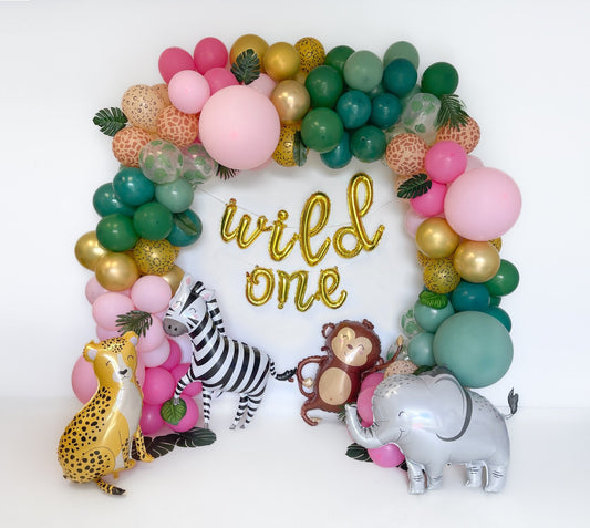 Safari Cutie Animals Wild One Balloon Garland Kit