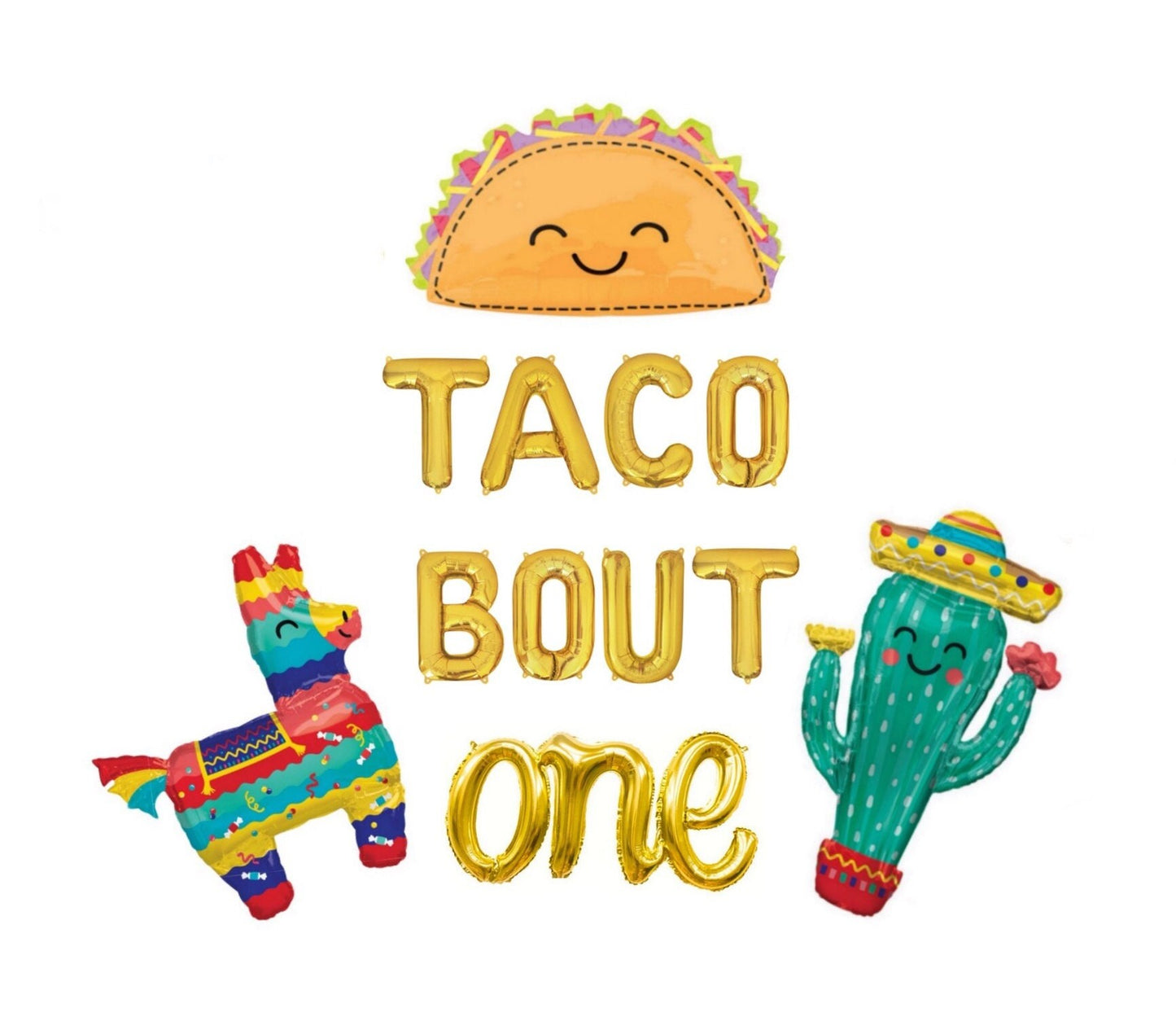 Taco Bout One Script Fiesta Taco Themed Letter Balloon Kit