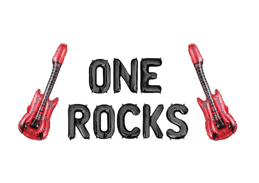 One Rocks Rock-n-Roll Themed Birthday Letter Balloon Kit