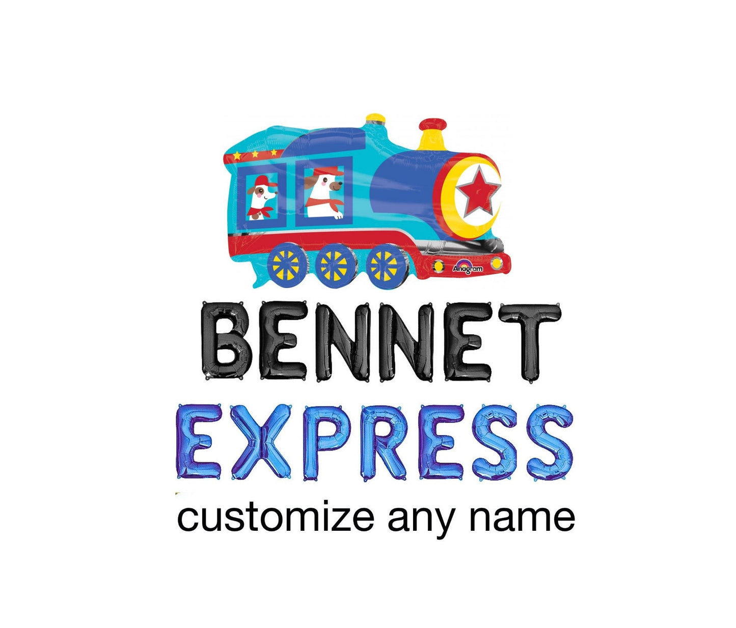 Custom Name Express Train Letter Balloon Kit