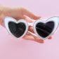 White Heart Sunglasses With Small Rhinestones