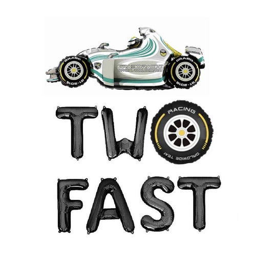 Two Fast Race Car 2nd Birthday Letter Balloon Kit