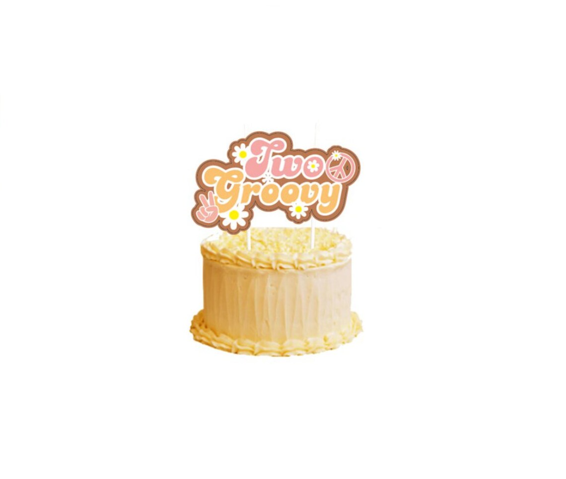 Groovy Themed Paper Plates Cupcake and Cake Toppers