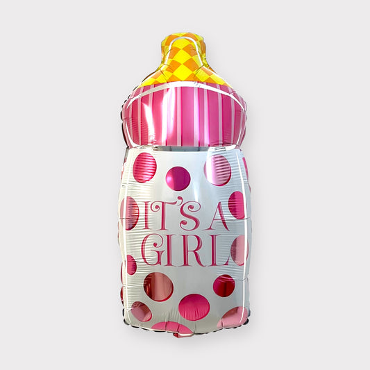 Pink Its A Girl Baby Bottle Balloon