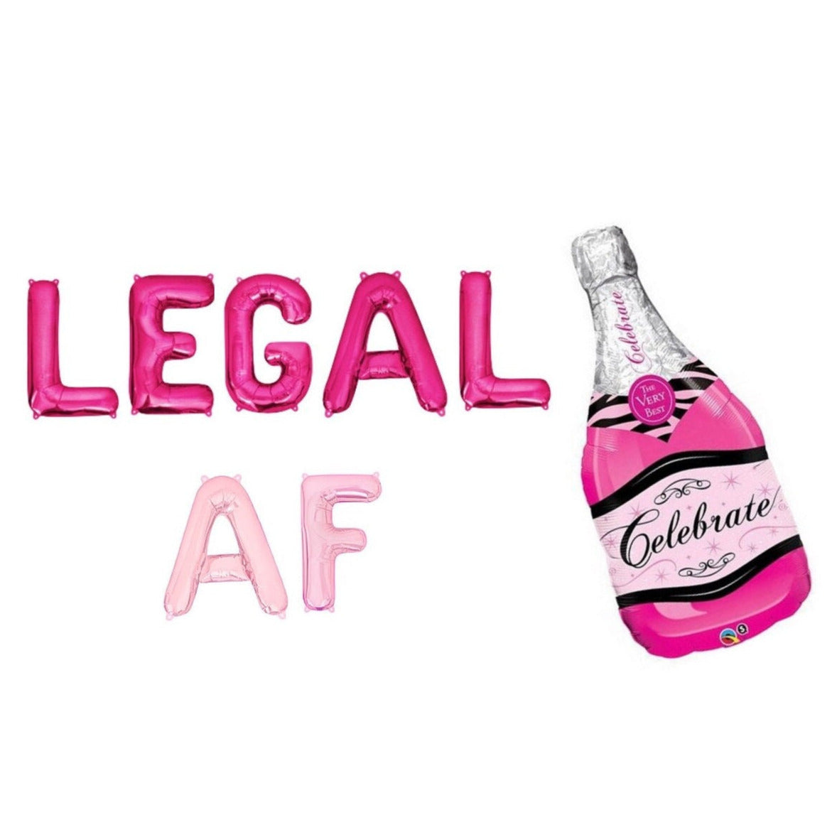 Legal AF Pink 21st Birthday Letter Balloon Kit