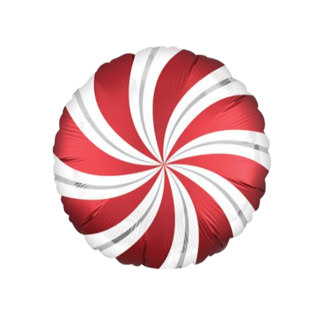 Red Swirl Candy With Silver Stripe Balloon