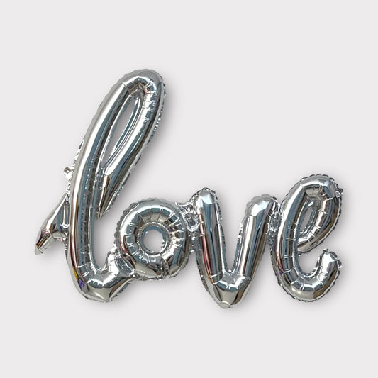 Silver Love Script Balloon